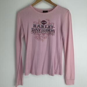 Harley Davidson Pink Long Sleeve Y2K Streetwear California Size Large